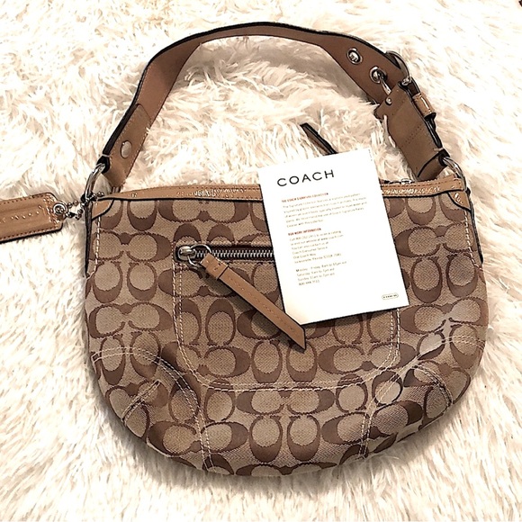 Coach Brown Shoulder Bag with Adjustable Strap & Logo Design & FREE Change Purse - Picture 4 of 11